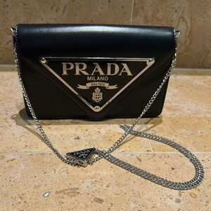 Designer Black Leather Crossbody Bag